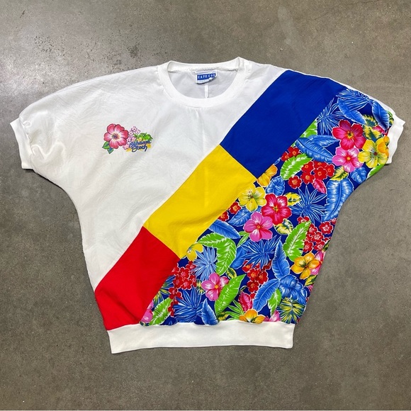 Vintage Cape Cod Floral Surf Shirt L 80s 90s - Picture 1 of 8